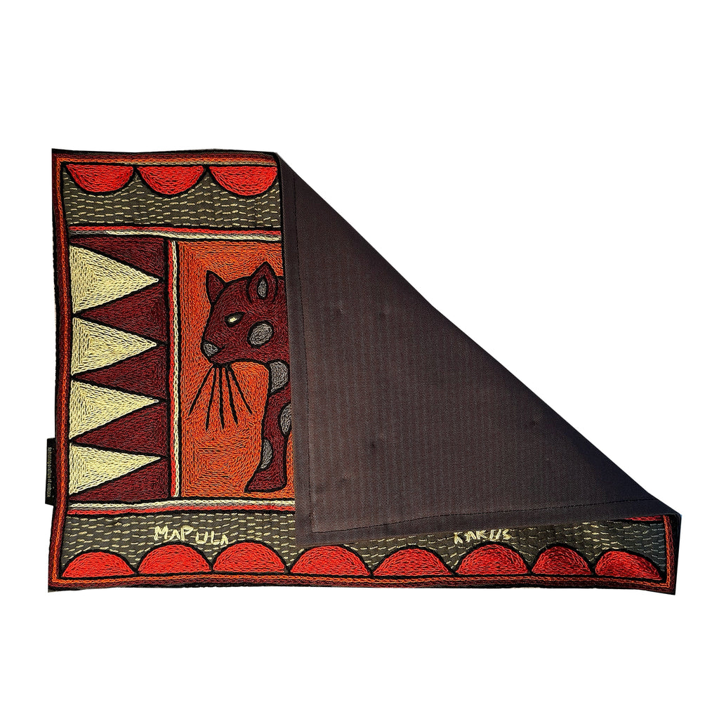 Royal Zulu Leopard Hand-Embroidered  Padded Placemat