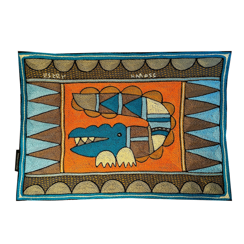 Coastal Calm Crocodile handmade Embroidered Padded Placemat