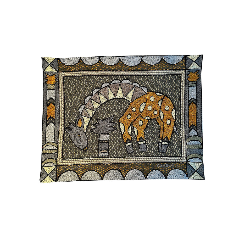 Ode to the African Savannah Giraffe Hand-Embroidered Unpadded Placemat