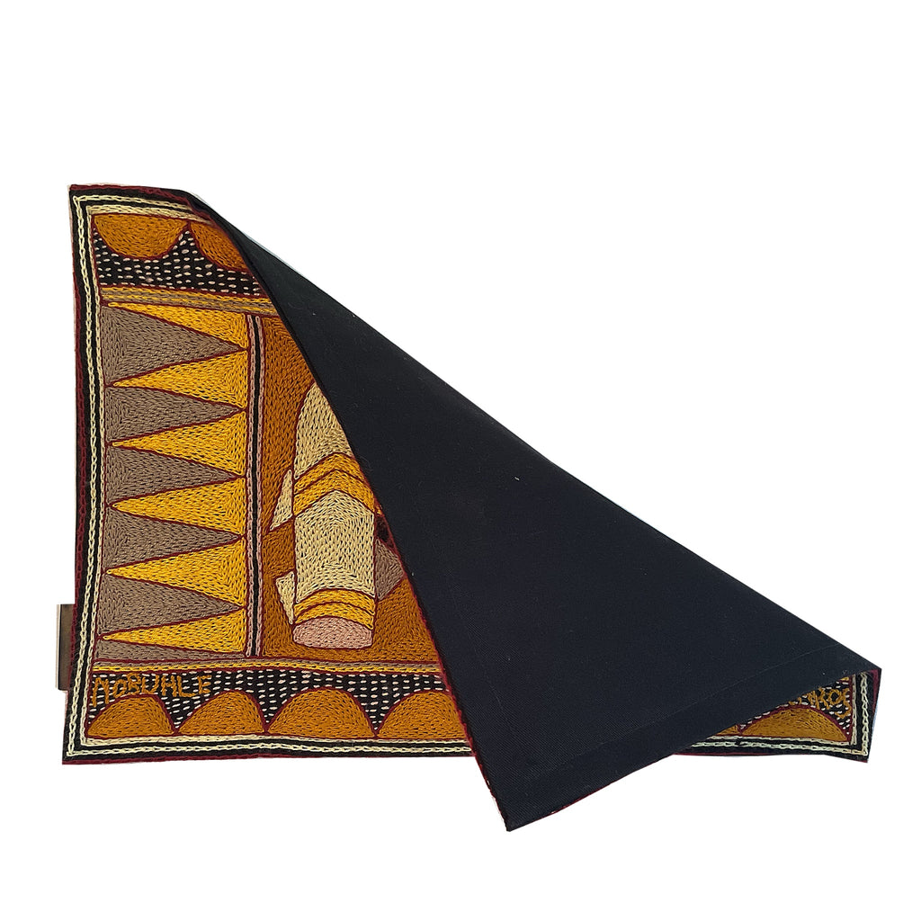 African Dawn Elephant Cow Hand-Embroidered Padded Placemat