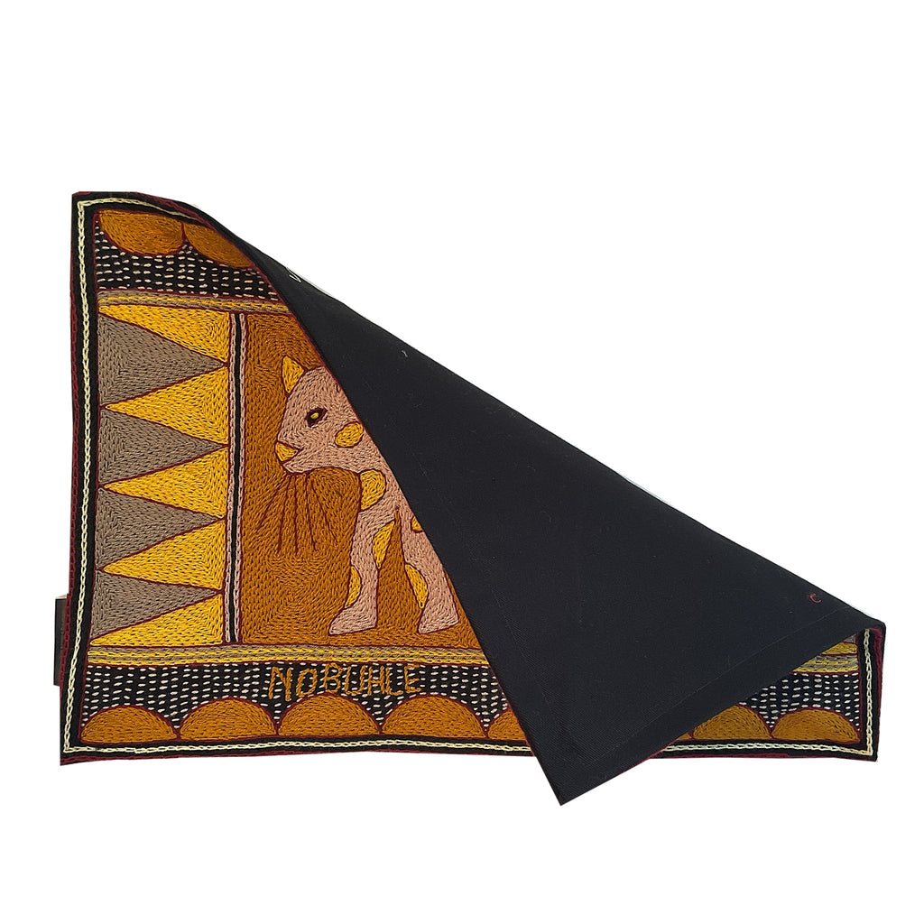 African Dawn Leopard Hand-Embroidered Padded Placemat