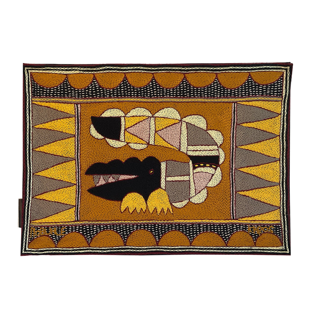 African Dawn Crocodile Hand-Embroidered Padded Placemat