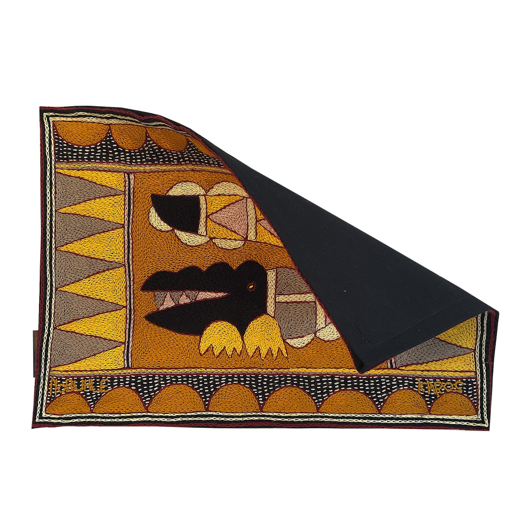 African Dawn Crocodile Hand-Embroidered Padded Placemat