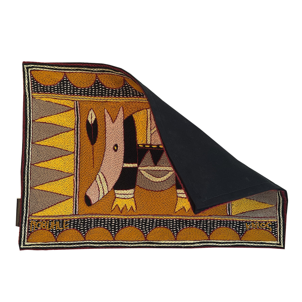 African Dawn Anteater Hand-Embroidered Padded Placemat