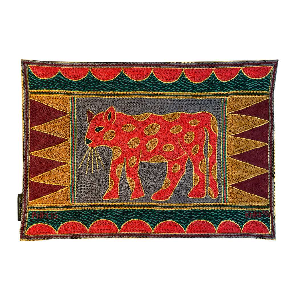 Viva Africa Leopard Hand-Embroidered Padded Placemat