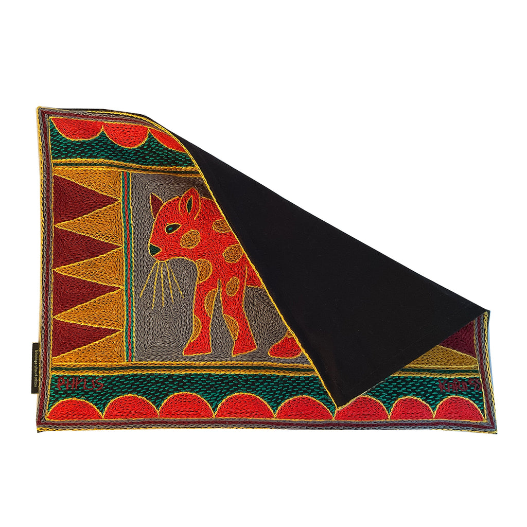 Viva Africa Leopard Hand-Embroidered Padded Placemat