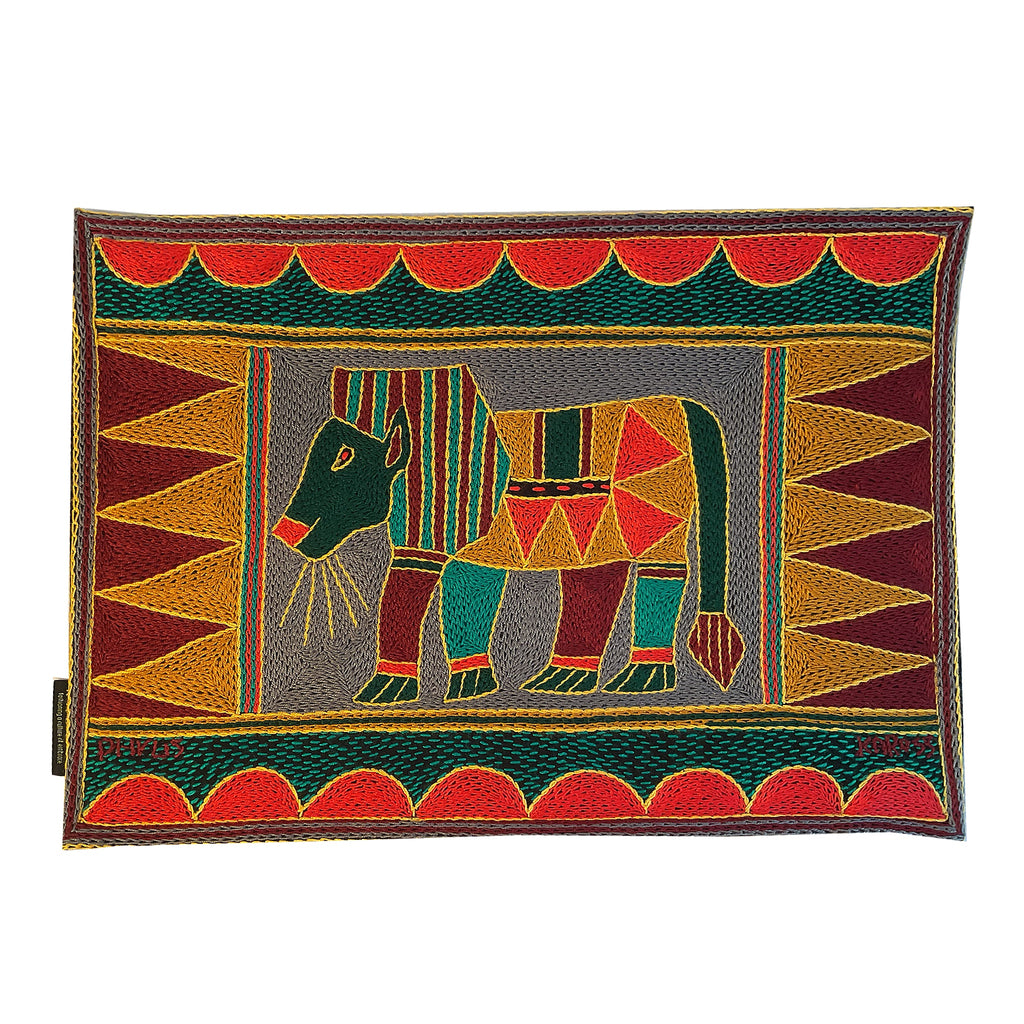 Viva Africa Lion Hand-Embroidered Padded Placemat