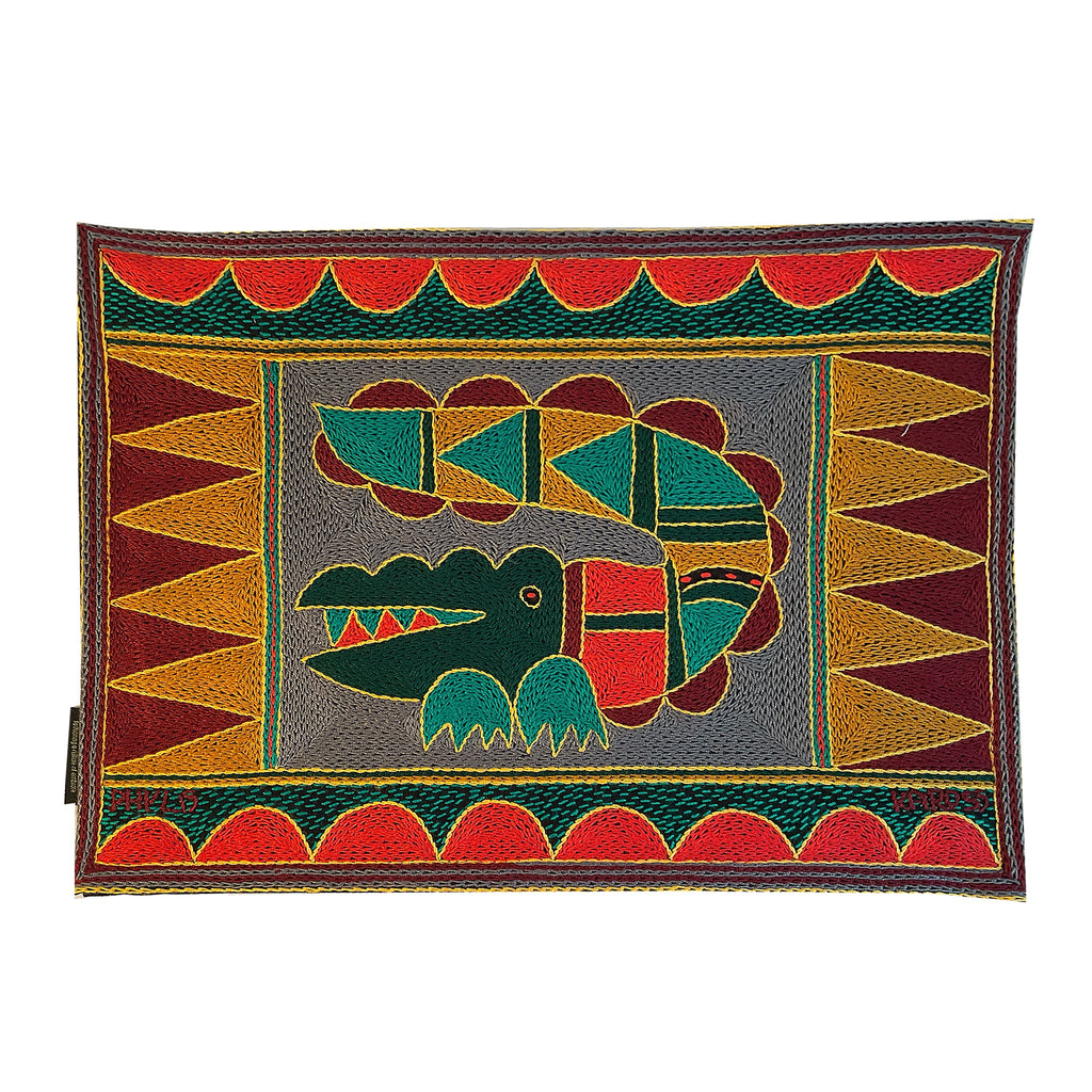 Viva Africa Crocodile Hand-Embroidered Padded Placemat