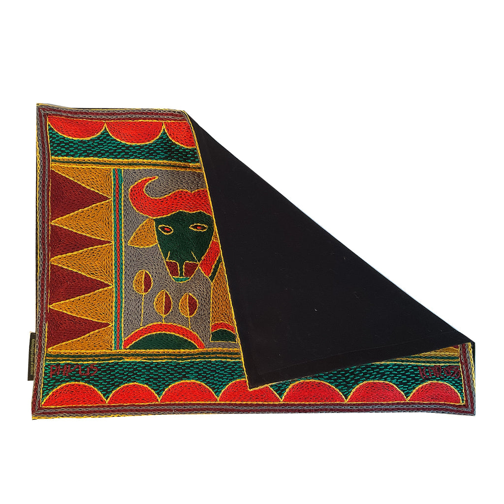 Viva Africa Buffalo Hand-Embroidered Padded Placemat