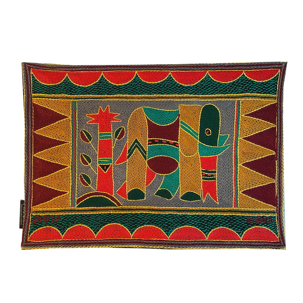 Viva Africa Elephant Hand-Embroidered Padded Placemat