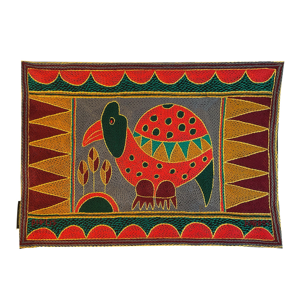 Viva Africa Guinea Fowl Hand-Embroidered Padded Placemat