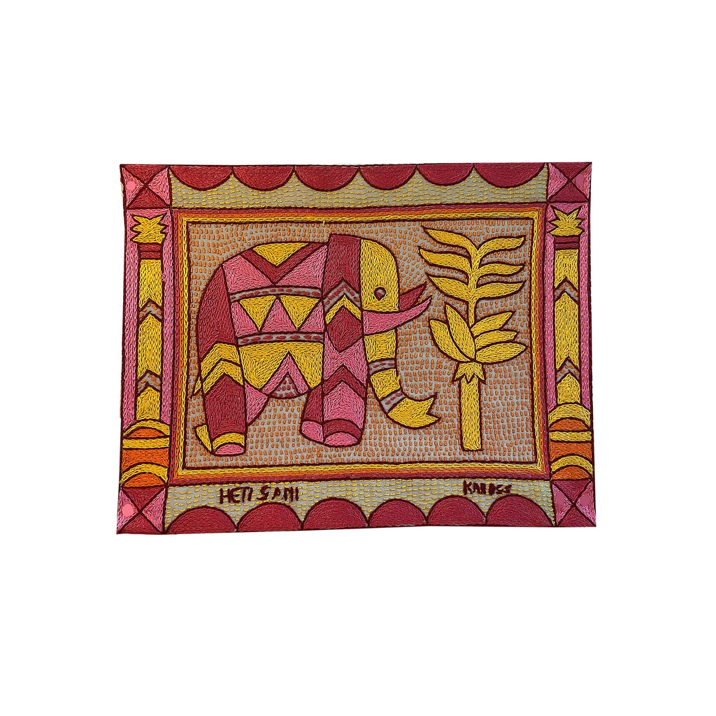 Shangaan Love Elephant Cow  Hand-Embroidered Unpadded Placemat