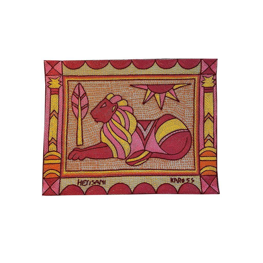 Shangaan Love Lion Hand-Embroidered Unpadded Placemat