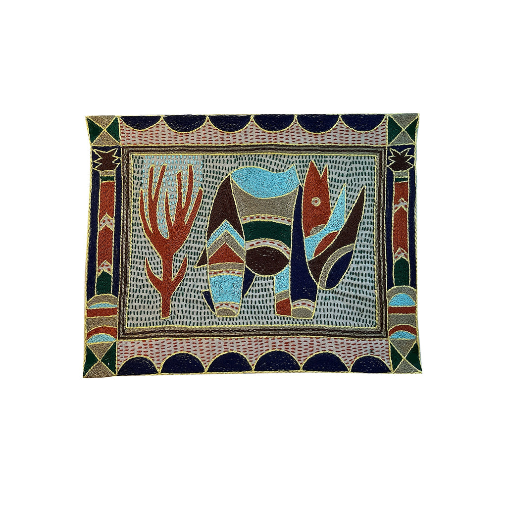 Mopani Moments Rhino Hand-Embroidered Unpadded Placemat