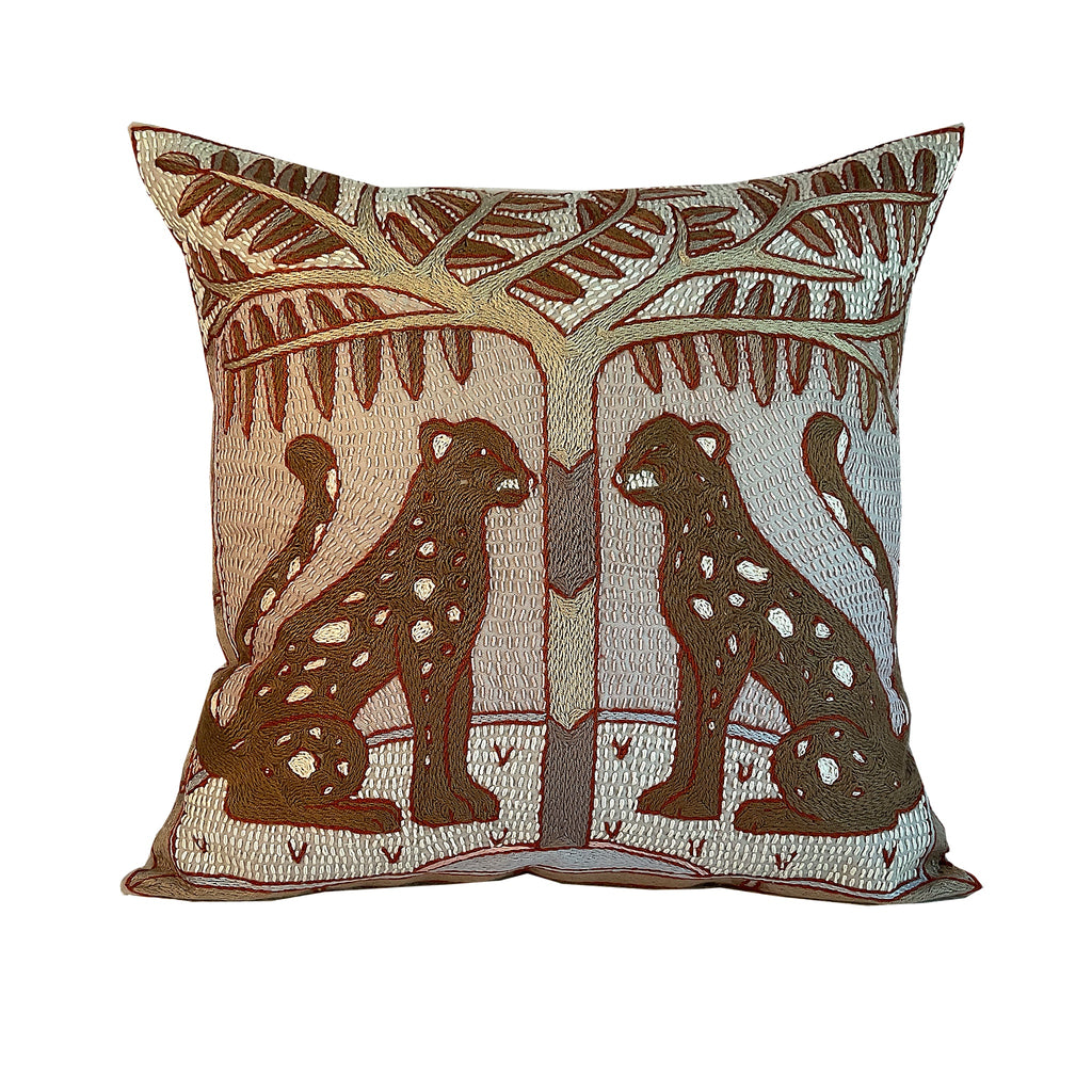 Namib Rust Leopard  Brothers Hand-Embroidered Cushion Cover