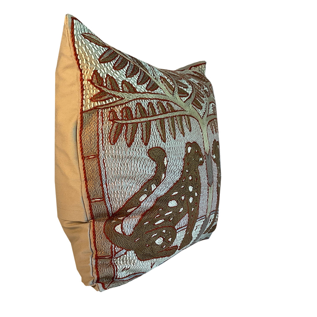 Namib Rust Leopard  Brothers Hand-Embroidered Cushion Cover