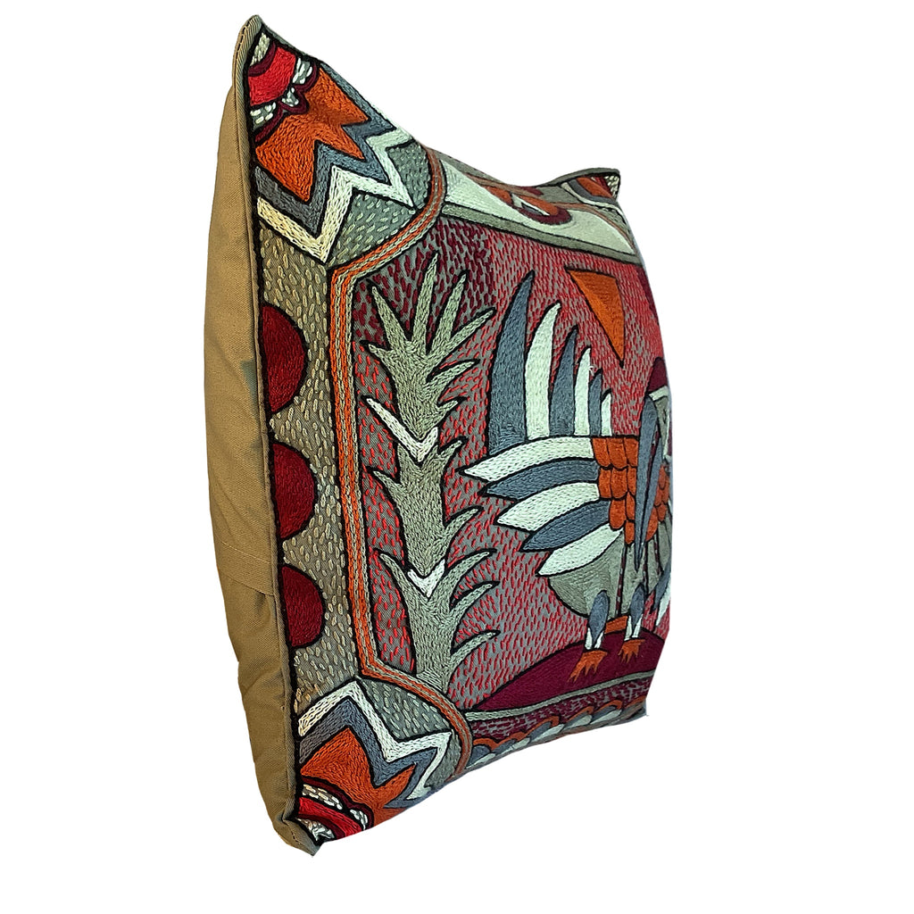 Royal Zulu Pheasant Hand-Embroidered  Cushion Cover