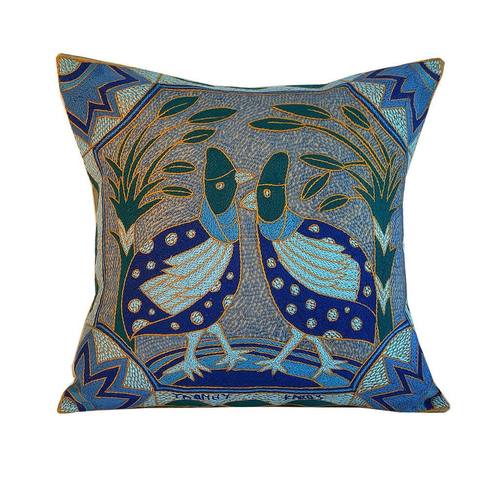 Delpht Guinea Chat Hand-Embroidered  Cushion Cover