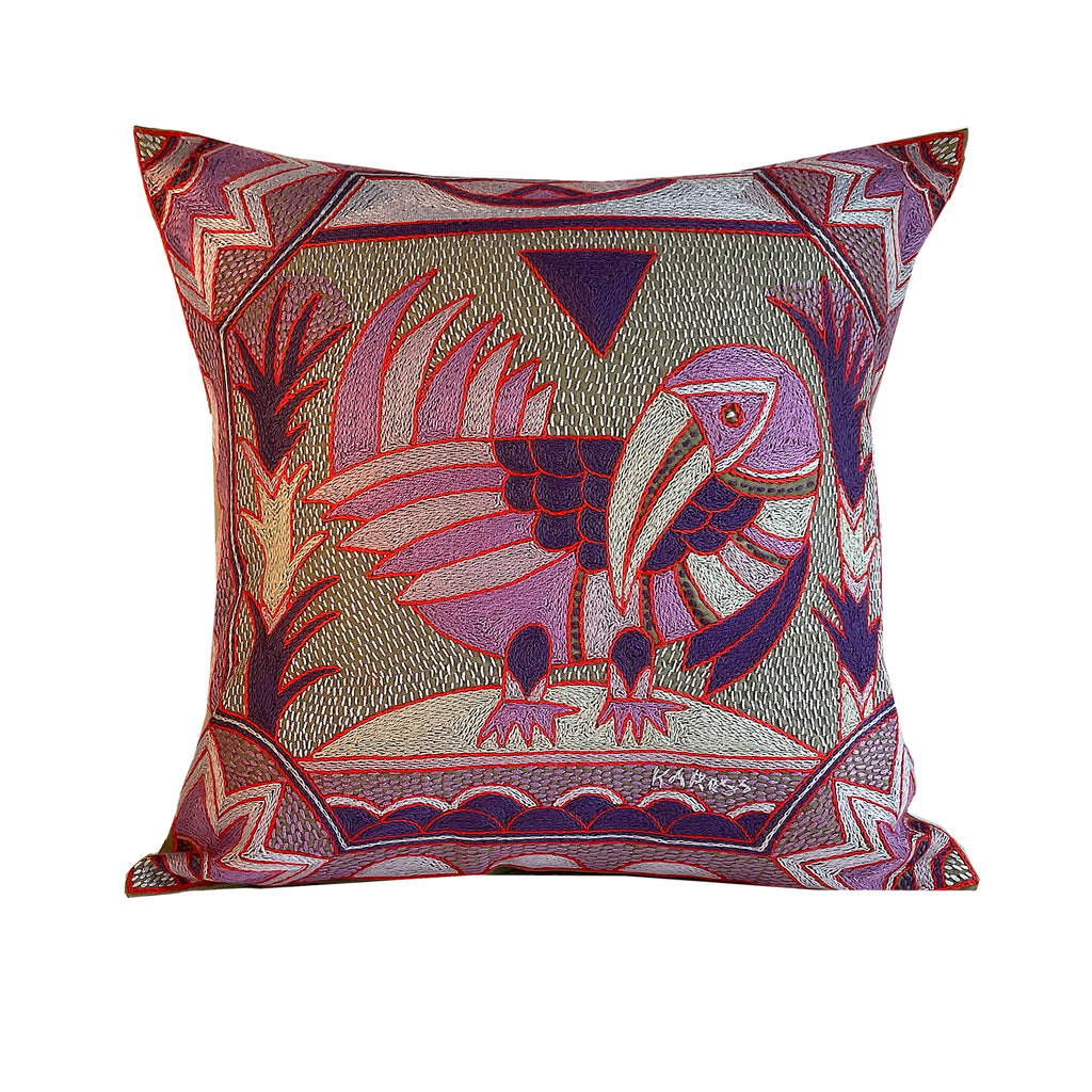 Happy Days Pheasant Hand-Embroidered  Cushion Cover