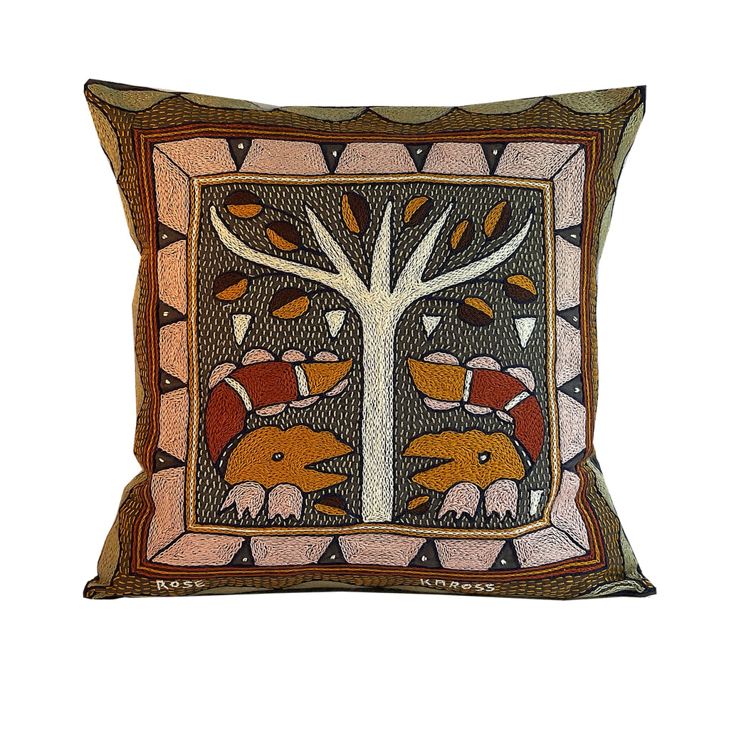 Namib Rust Crocodile Love Hand-Embroidered Cushion Cover