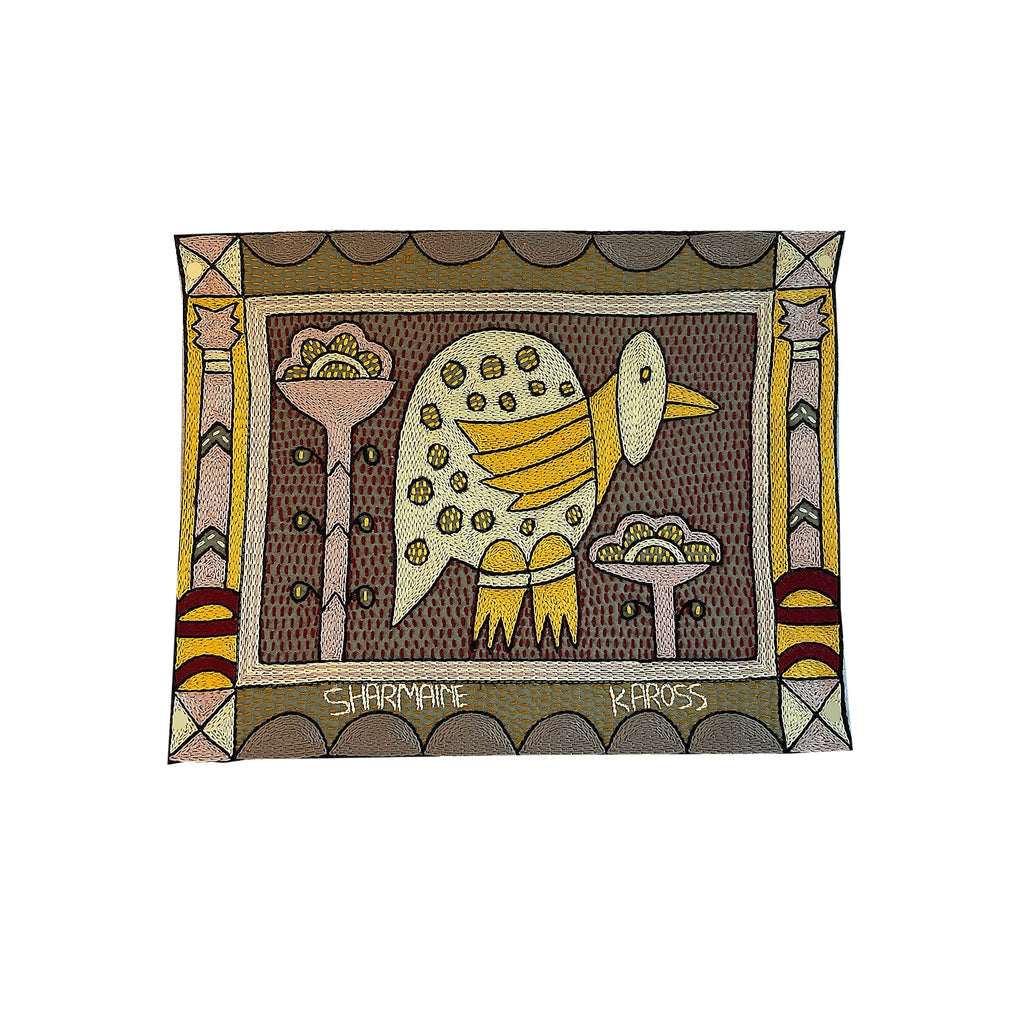 African Dawn Guinea Fowl Hand-Embroidered Unpadded Placemat