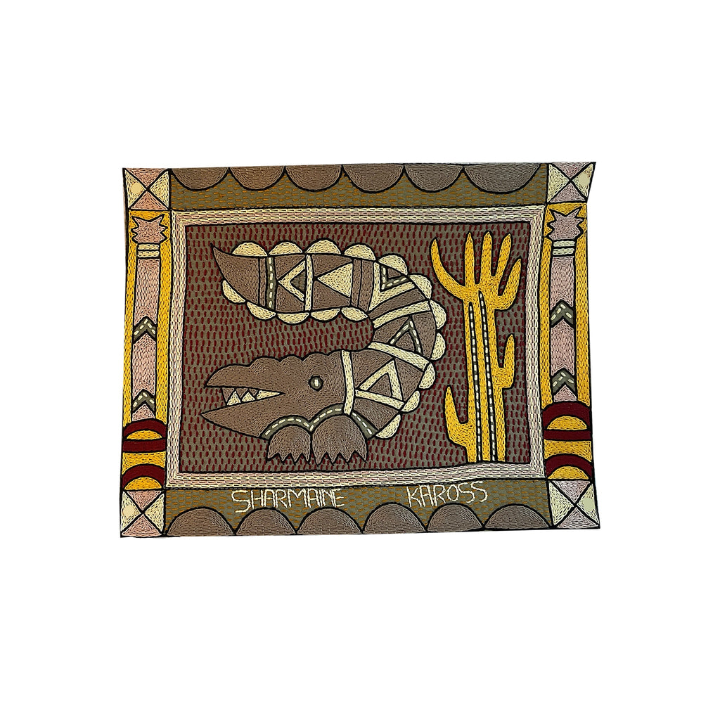 African Dawn Crocodile Love Hand-Embroidered Unpadded Placemat