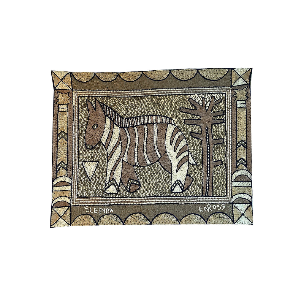 Ode to the African Savannah Zebra Hand-Embroidered Unpadded Placemat