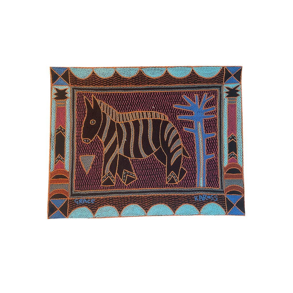 Bougainvillea Zebra Hand-Embroidered Unpadded Placemat