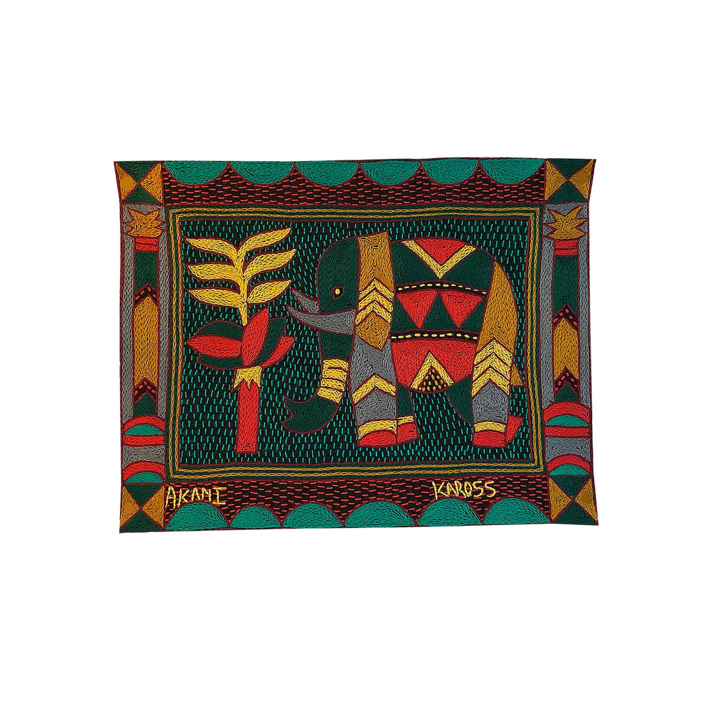 Viva Africa Elephant Grazing Hand-Embroidered  Unpadded Placemat