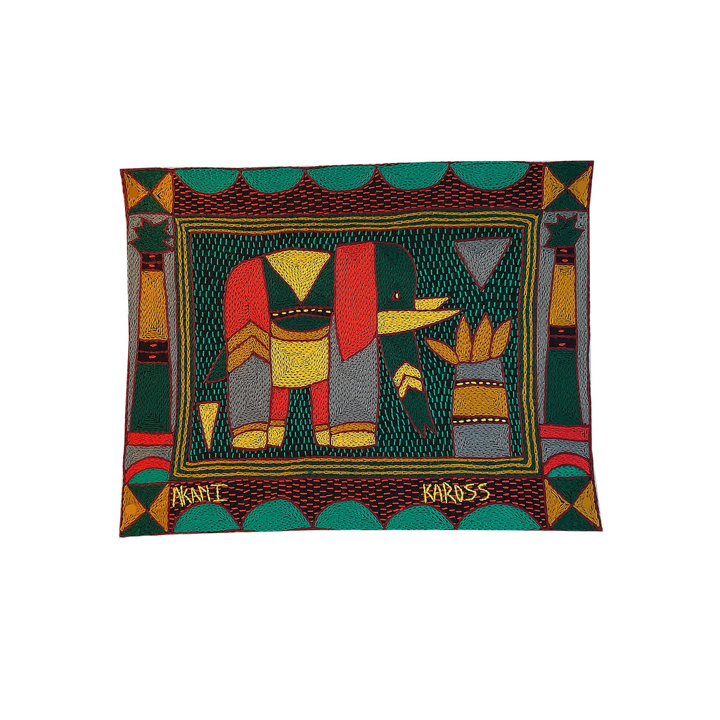 Viva Africa Elephant Cow Hand-Embroidered  Unpadded Placemat