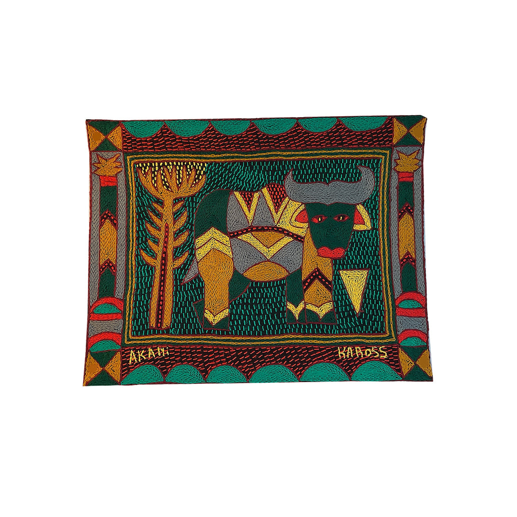 Viva Africa Buffalo Hand-Embroidered Unpadded Placemat