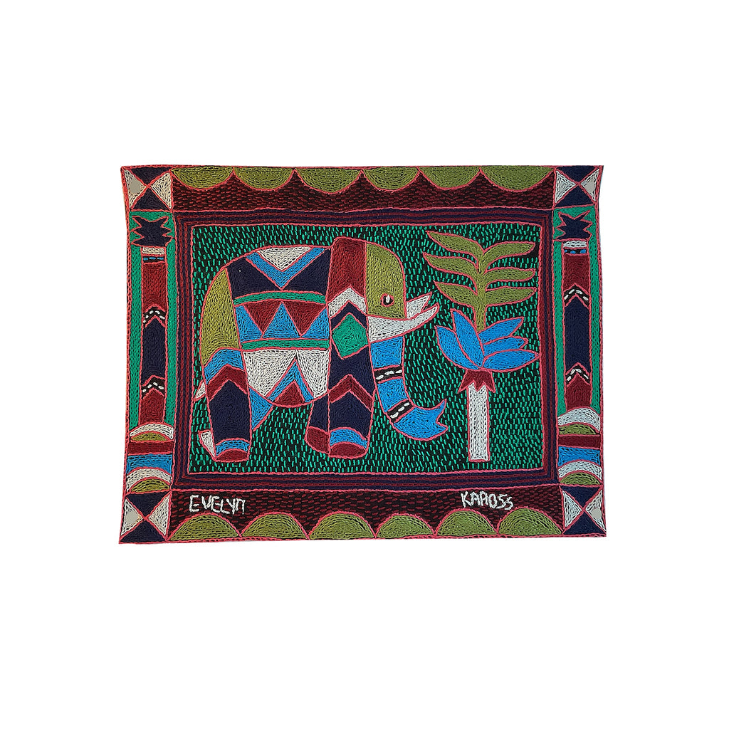 Turaco Elephant Bull Hand-Embroidered Unpadded Placemat