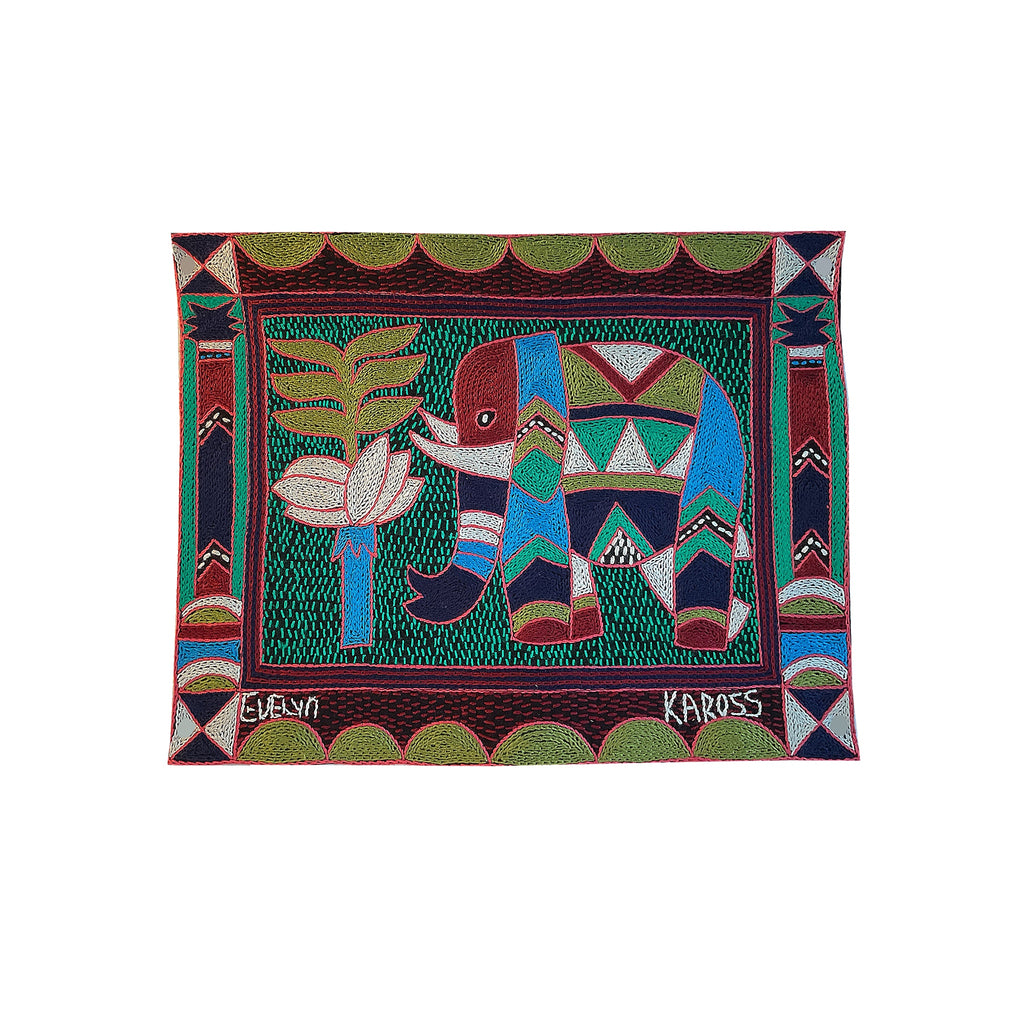 Turaco Elephant Cow Hand-Embroidered  Unpadded Placemat