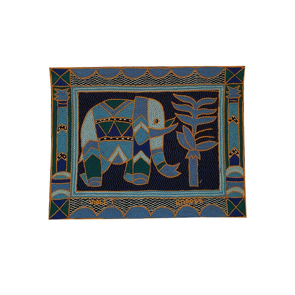 Delpht Elephant Cow Hand-Embroidered Unpadded Placemat
