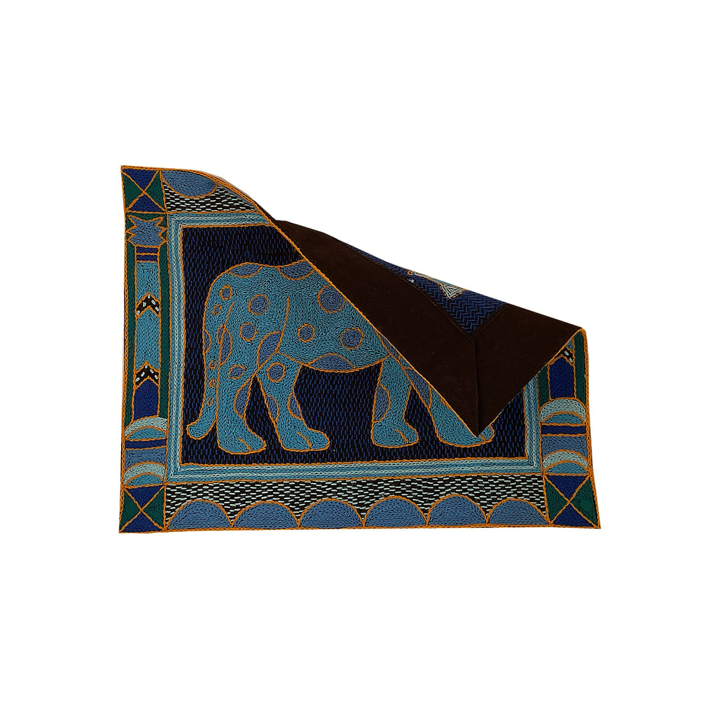 Delpht Leopard Hand-Embroidered Unpadded Placemat