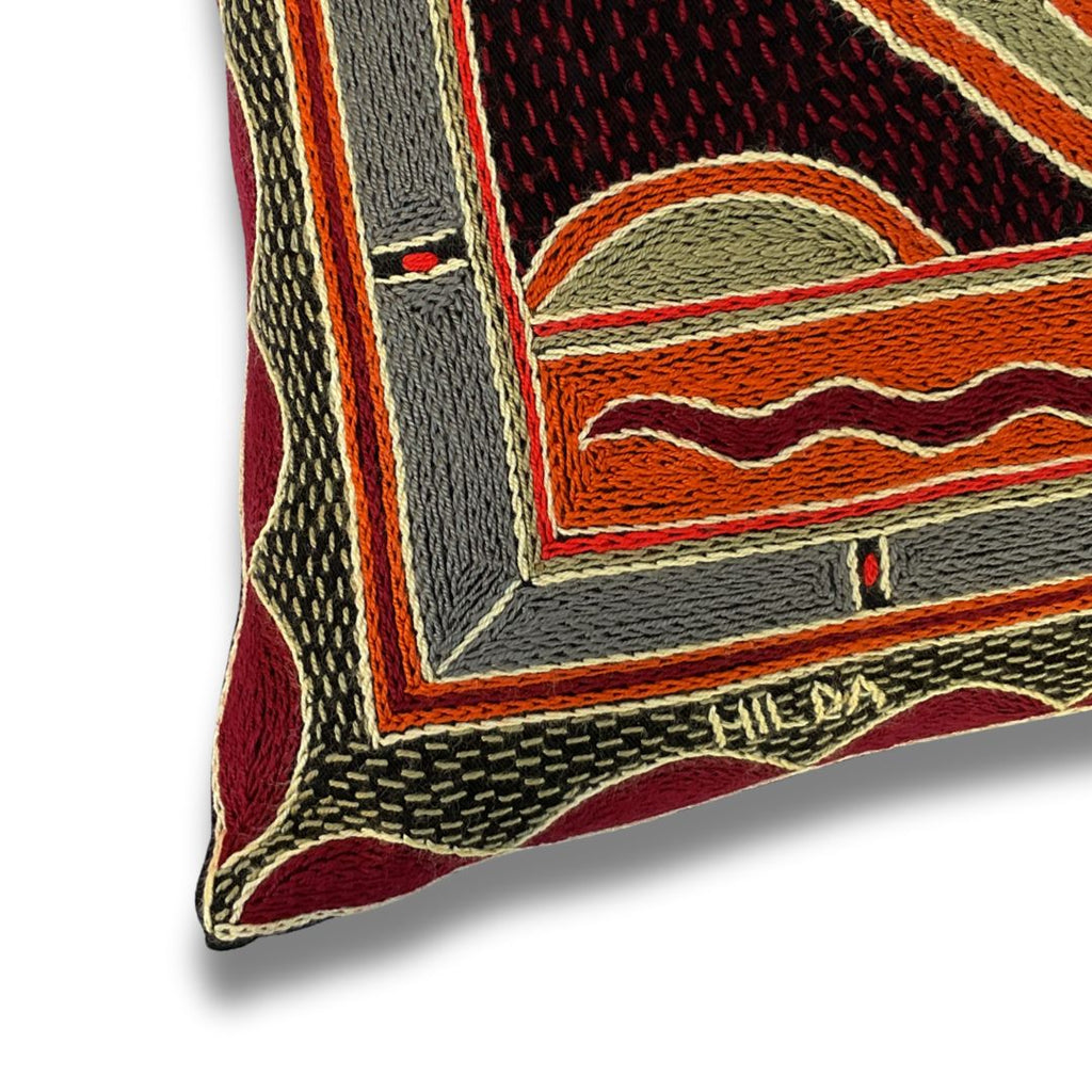 Royal Zulu Fat Fish Hand-Embroidered Cushion Cover