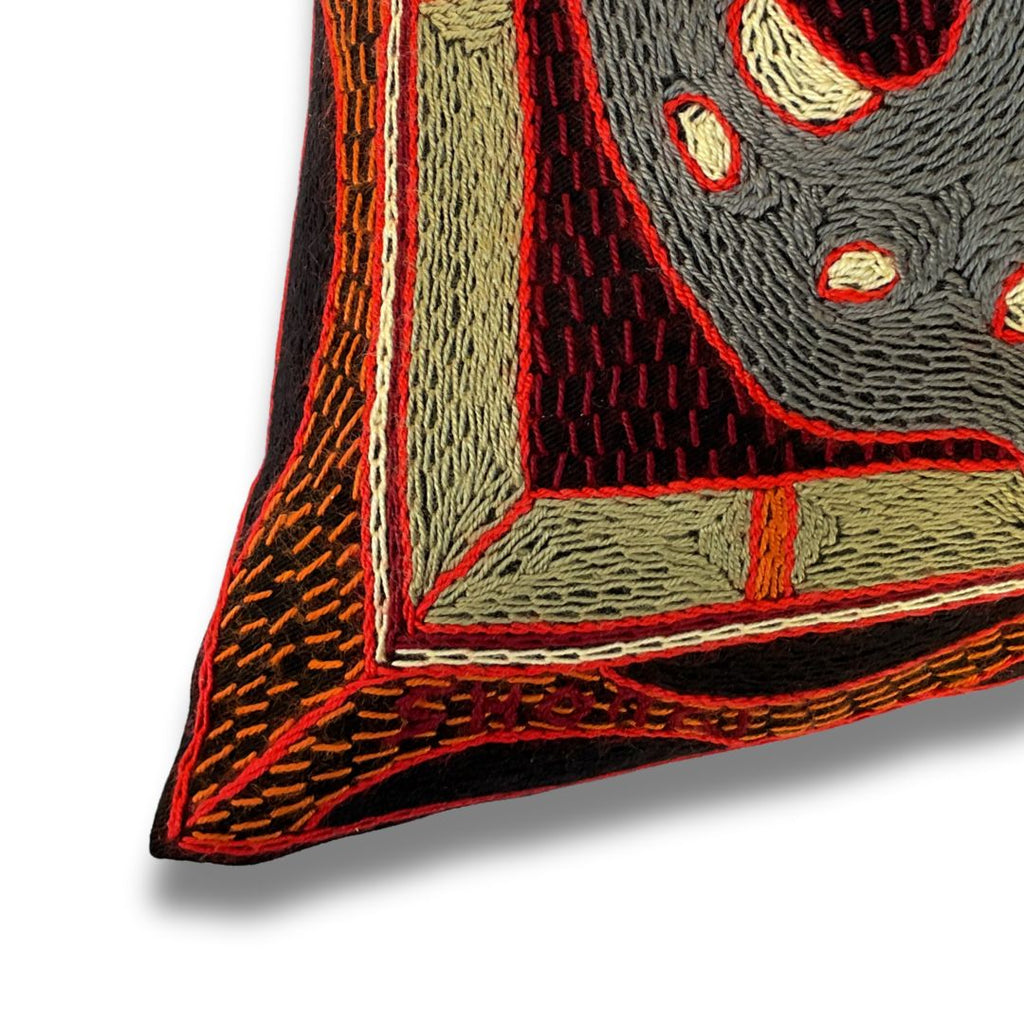 Royal Zulu Leopard Hand-Embroidered  Cushion Cover