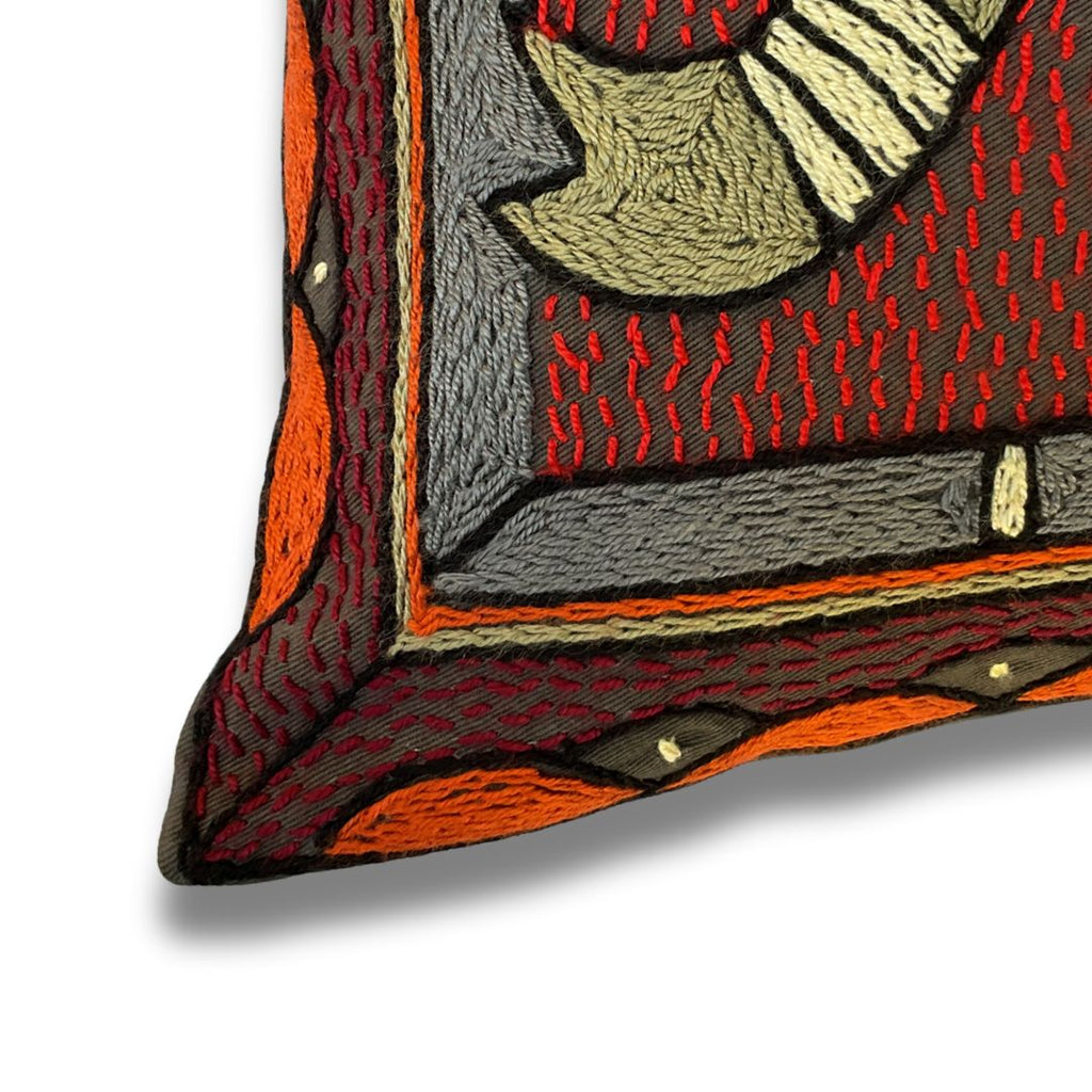 Royal Zulu Elephant Hand-Embroidered Cushion Cover