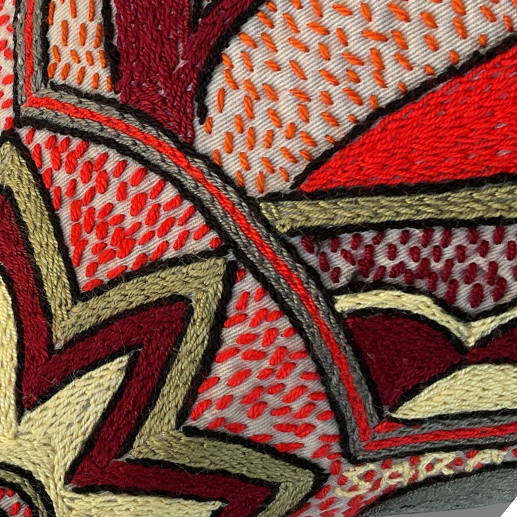 Royal Zulu Ground Hornbill Hand-Embroidered Cushion Cover