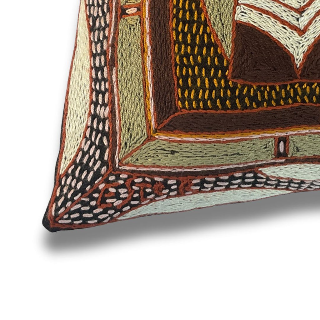 Namib Rust Elephant Bull Hand-Embroidered Cushion Cover