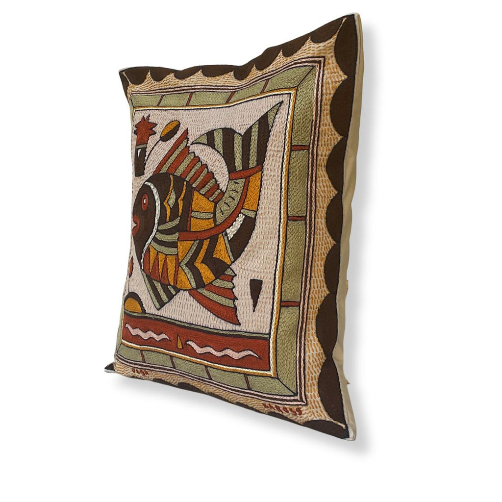 Namib Rust Fat Fish Hand-Embroidered Cushion Cover