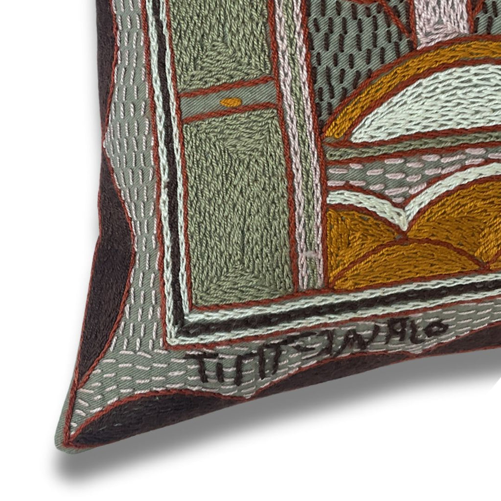 Namib Rust Giraffe Grazing Hand-Embroidered  Cushion Cover