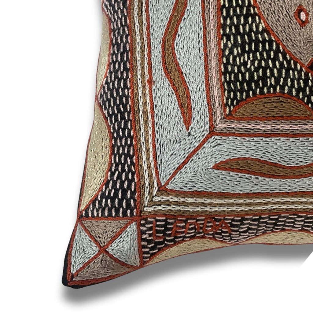 Namib Rust Drinking Giraffe Hand-Embroidered Cushion Cover