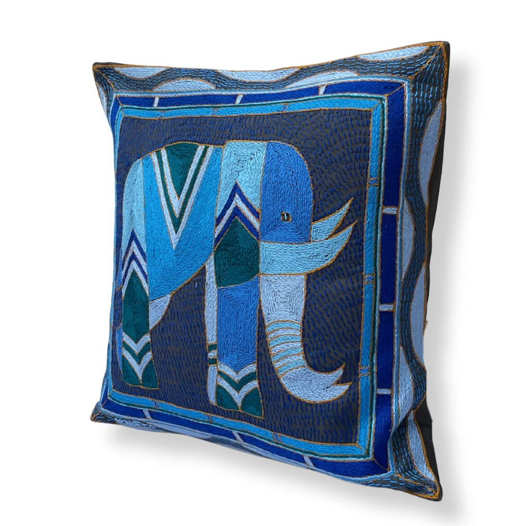 Delpht Elephant Hand-Embroidered  Cushion Cover