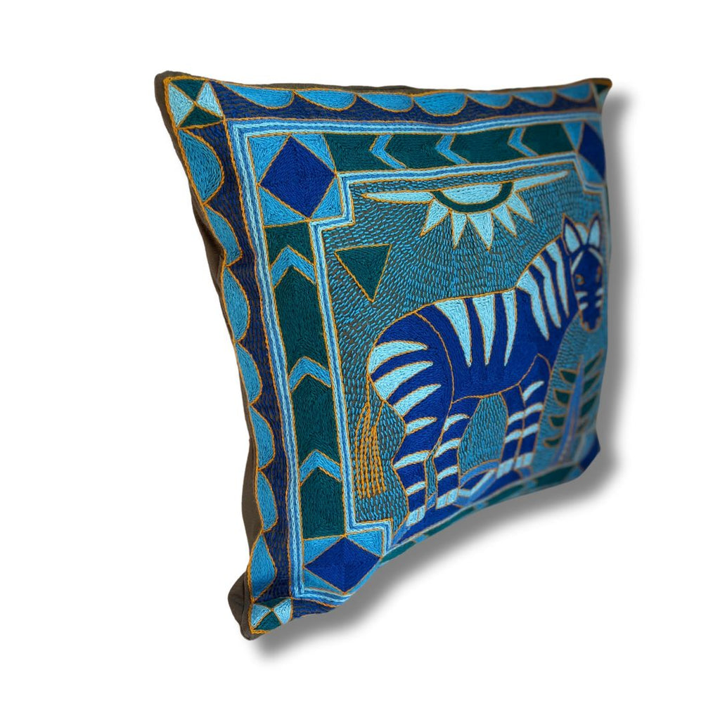 Delpht Zebra Hand-Embroidered Cushion Cover