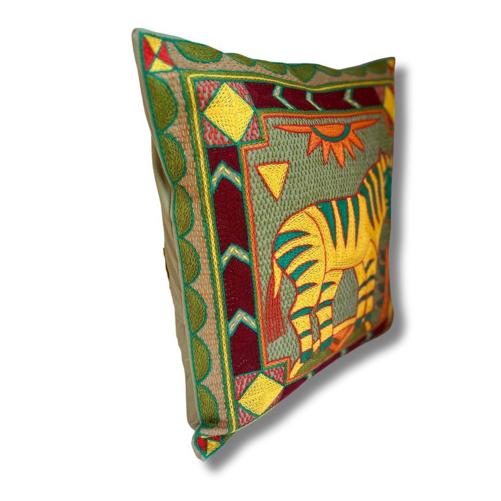 Shangaan Love Zebra Hand-Embroidered Cushion Cover