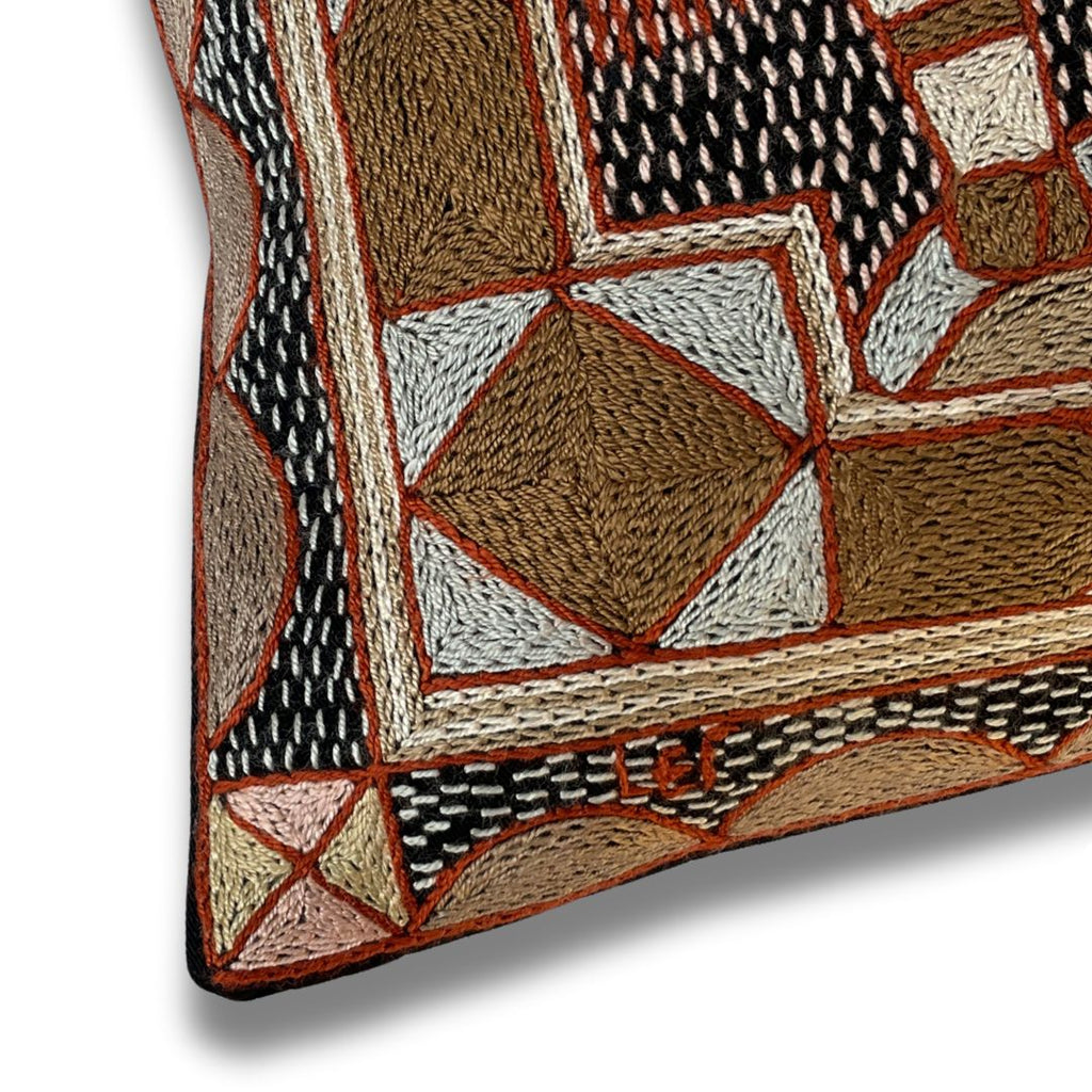 Namib Rust Zebra Hand-Embroidered Cushion Cover