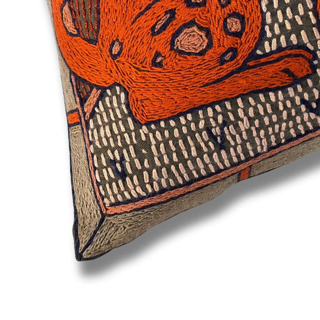 Valencia Leopard Pair Hand-Embroidered Cushion Cover
