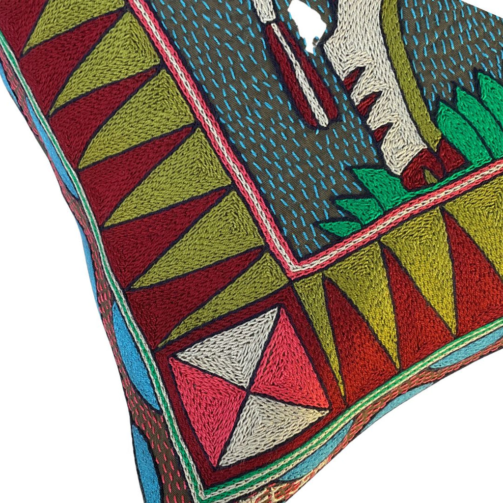 Turaco Zebra Sunset Large Hand-Embroidered Cushion