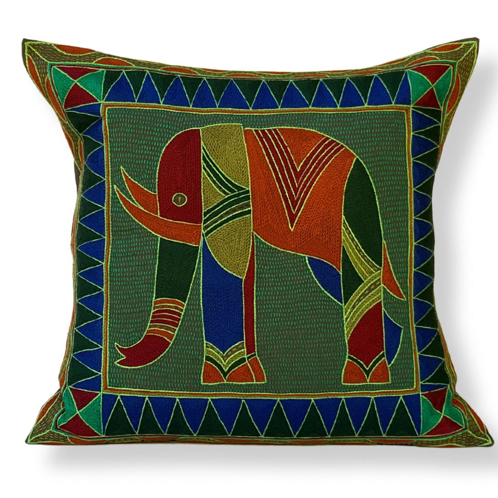 Fevertree Large Elephant Hand-Embroidered Cushion Cover